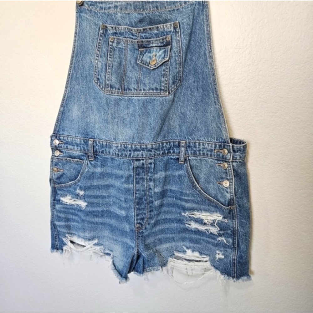 American Eagle | 90s Boyfriend Shortall Cotton Denim Overall Shorts, Womens XXL - Picture 8 of 10